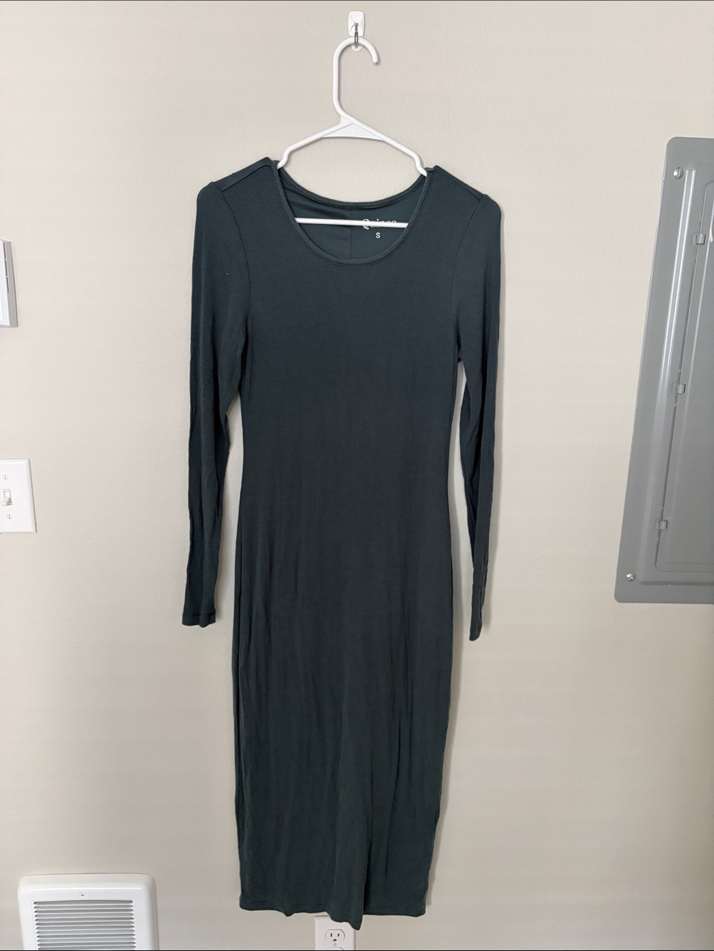 Quince Black Long-Sleeve Midi Bodycon Dress